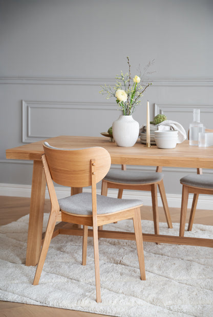 KATO Set of 2 Oak Chairs – lacquered oak/grey beige fabric – 3