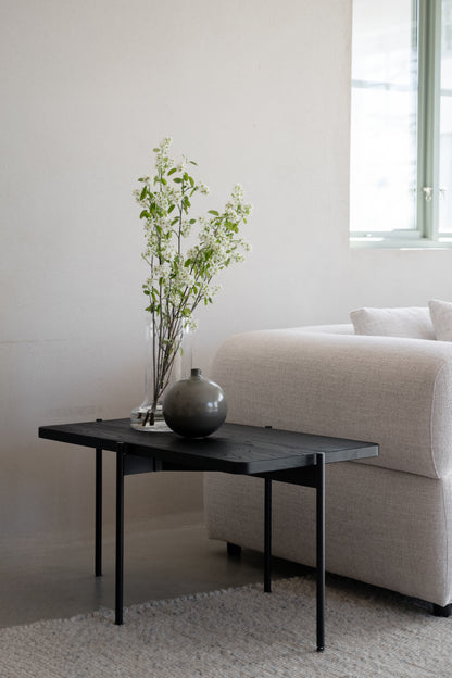 SHELTON Coffee Table 95CM & 145CM – Small – 95 x 50 cm / black oiled ash/black metal – 2