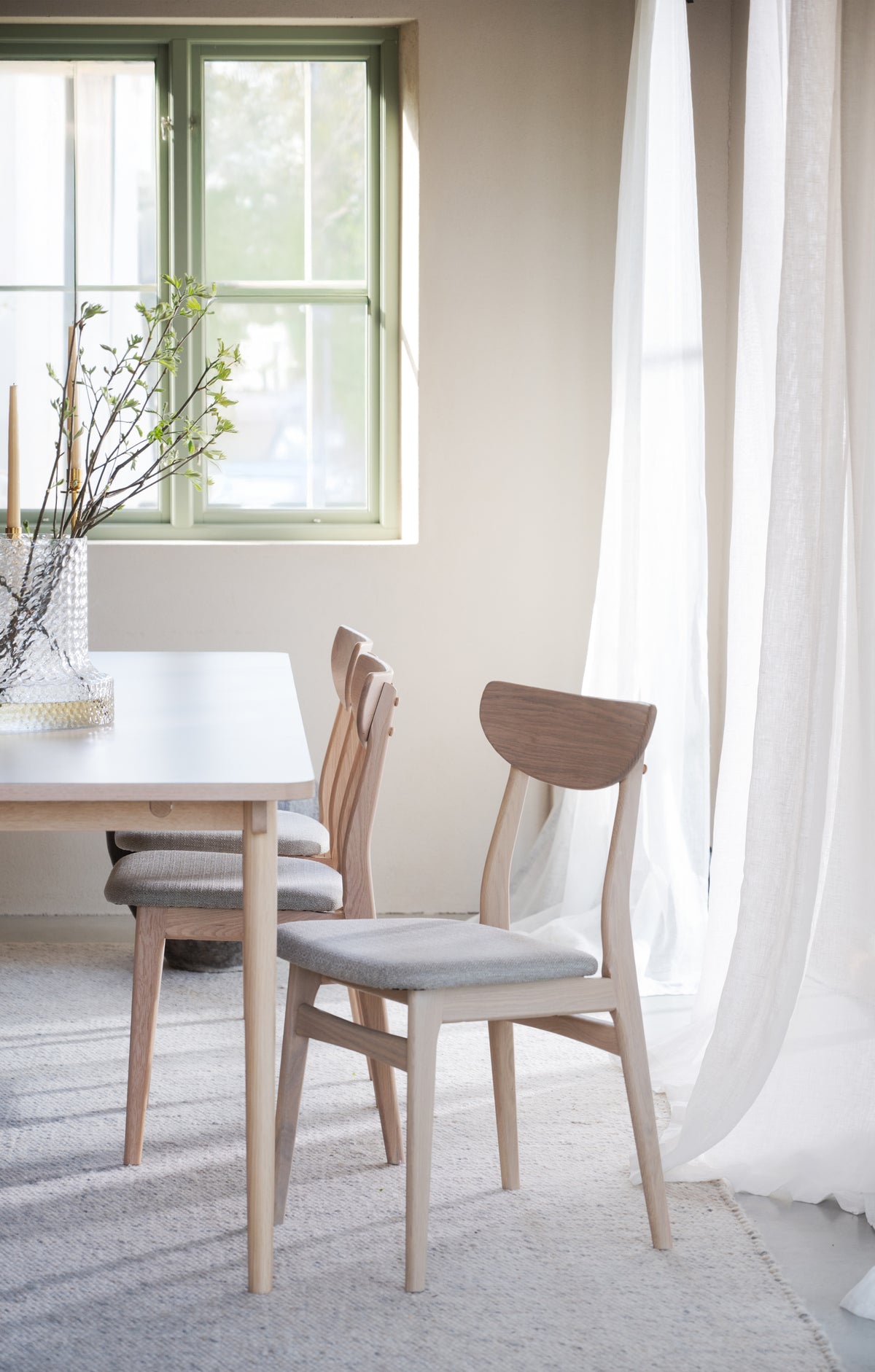 RODHAM Set of 2 Chairs – white wash oak/grey beige – 2
