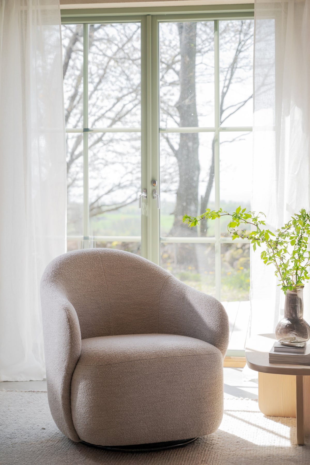 Chapeltown Swivel Lounge Chair – Light Beige – room setting