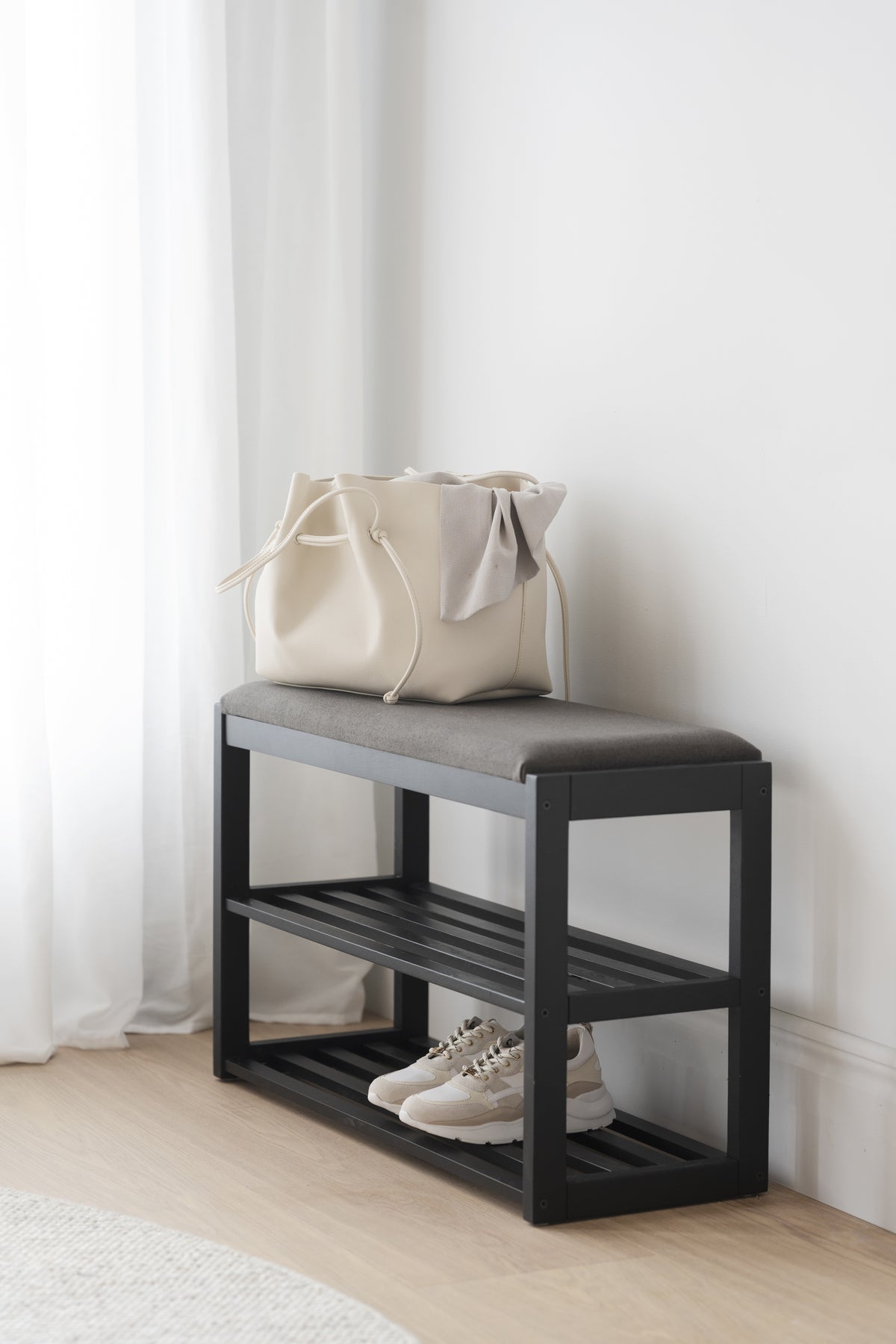 CONFETTI Shoe Bench 80CM – Black stained oak – 2