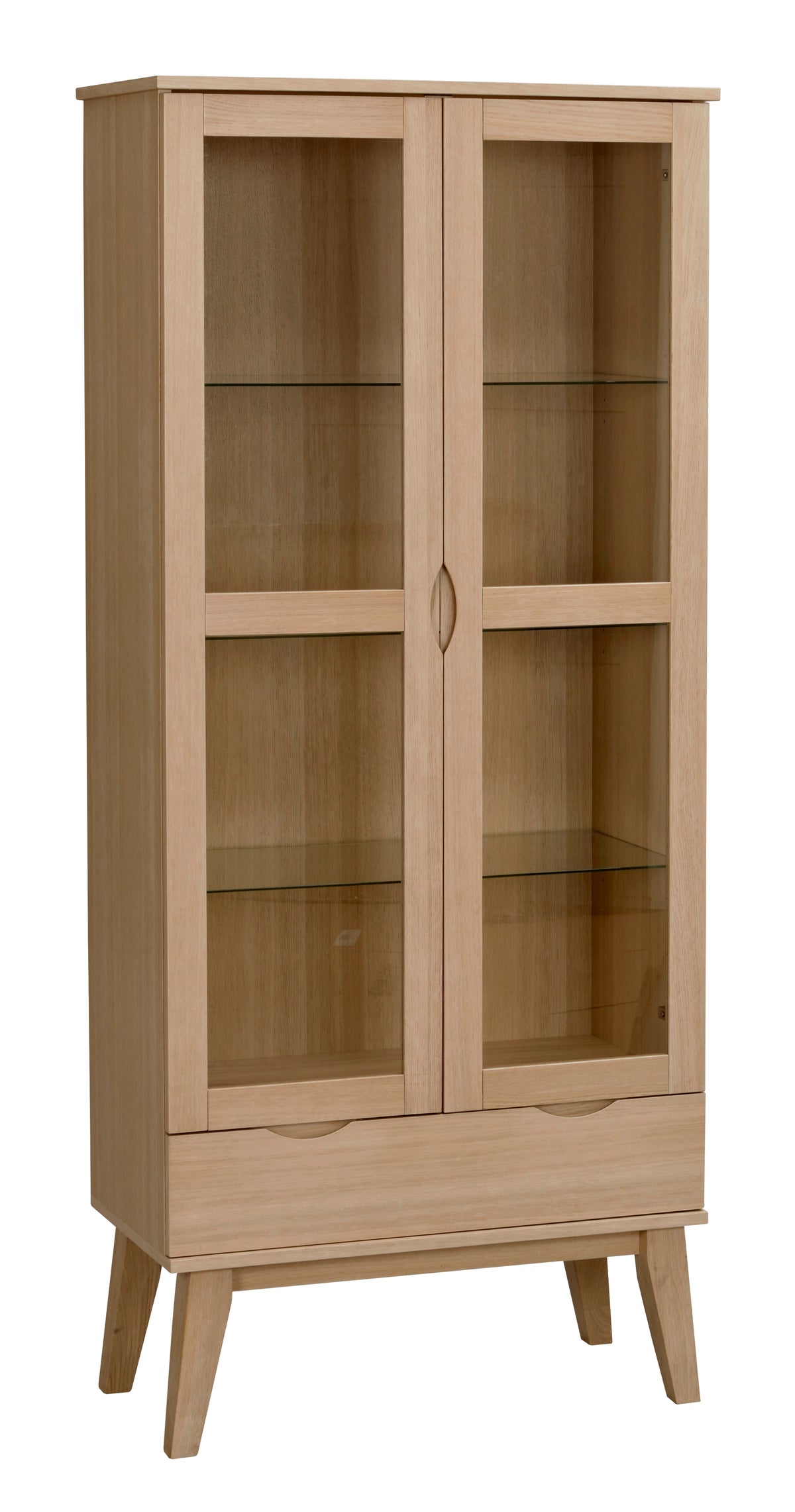 FILIPPA Glass Cabinet with Drawer – Oak – 6