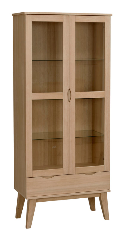 FILIPPA Glass Cabinet with Drawer – Oak – 6