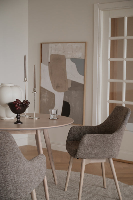 Denley Dining Chair with Armrests (Set of 2) – Dark Beige / Whitewash Oak – 2