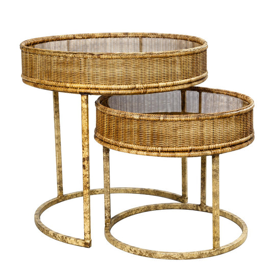 The Lombok Lodge Side Tables - Round - Natural Brown - Set of 2