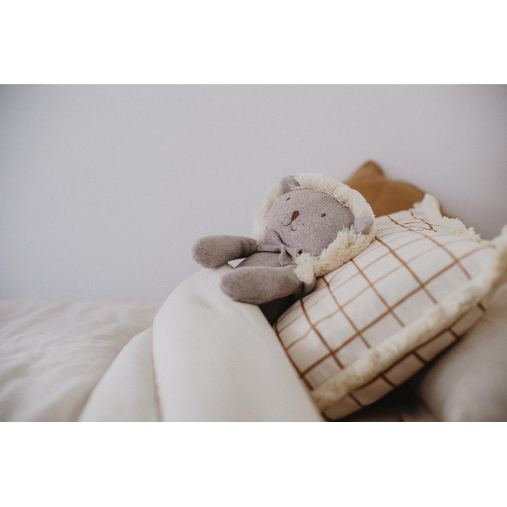 Camel Check Decorative Fringe Cushion by Malomi Kids