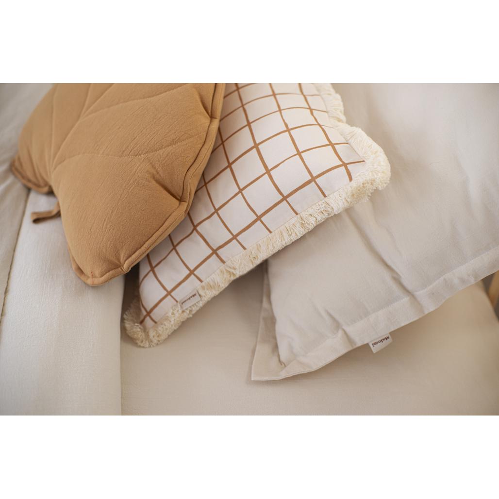 Camel Check Decorative Fringe Cushion by Malomi Kids