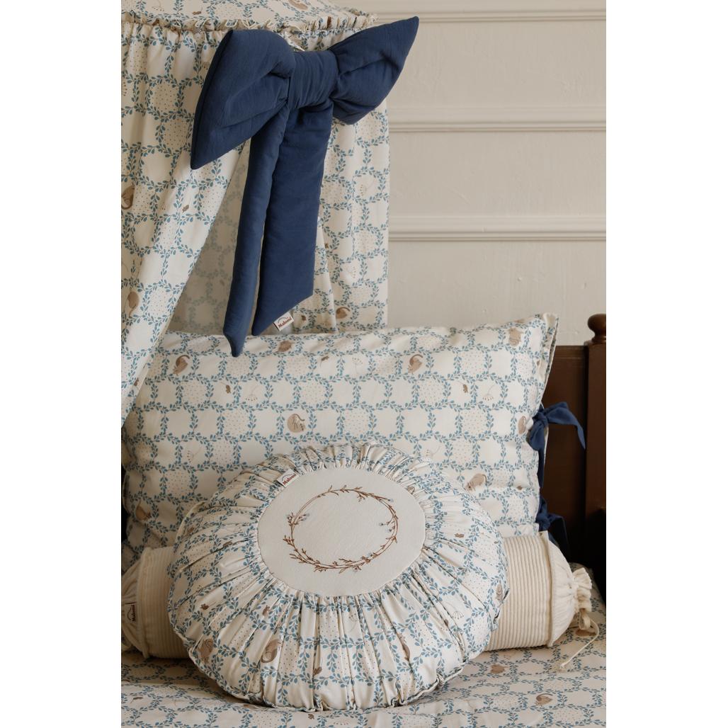 Blue Cottage Round Boho Cushion by Malomi Kids