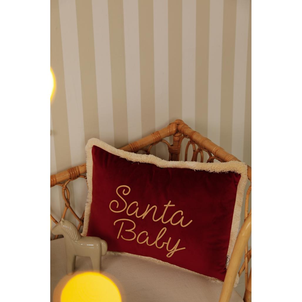Personalised Velvet Christmas Cushion Carmin Red by Malomi Kids