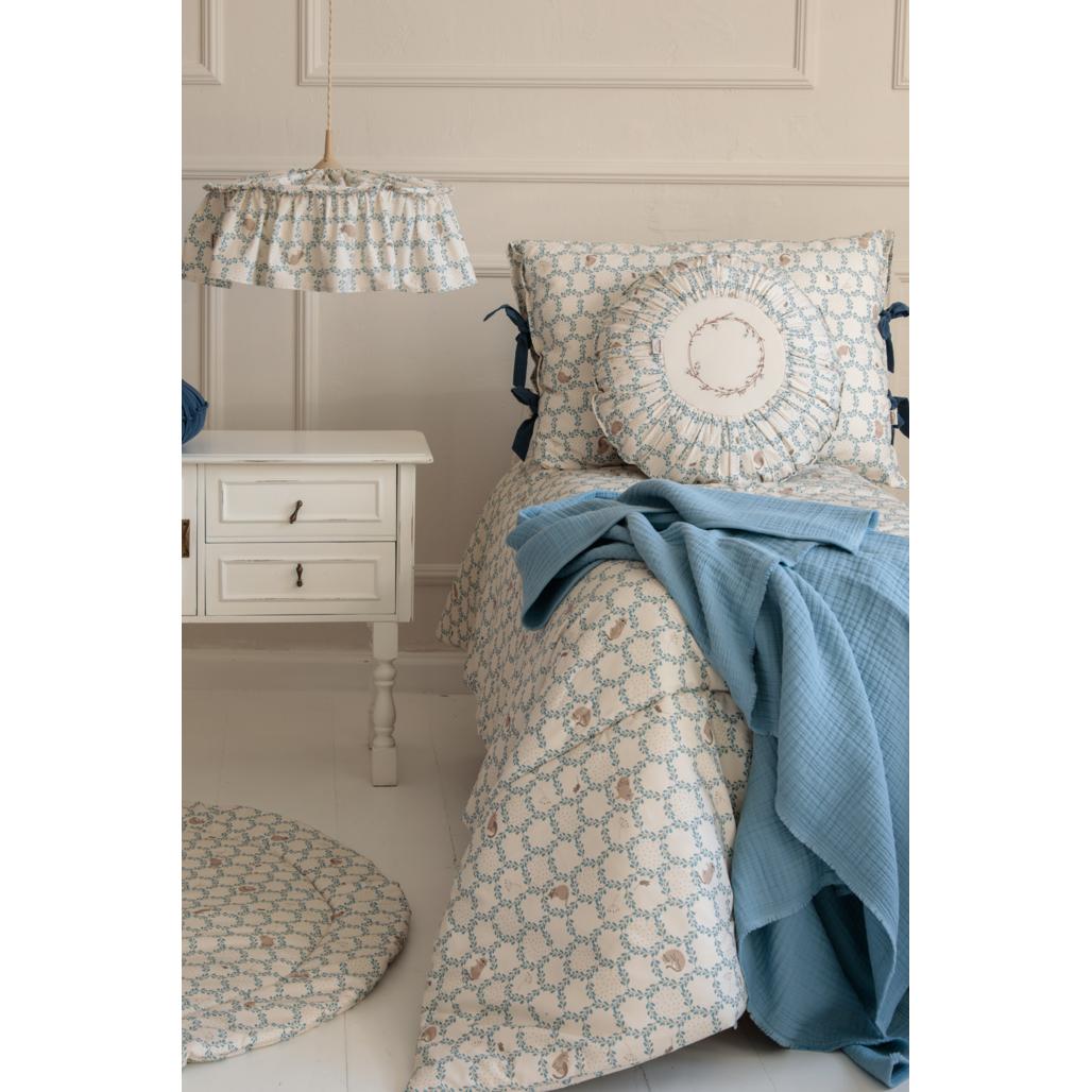Blue Cottage Round Boho Cushion by Malomi Kids
