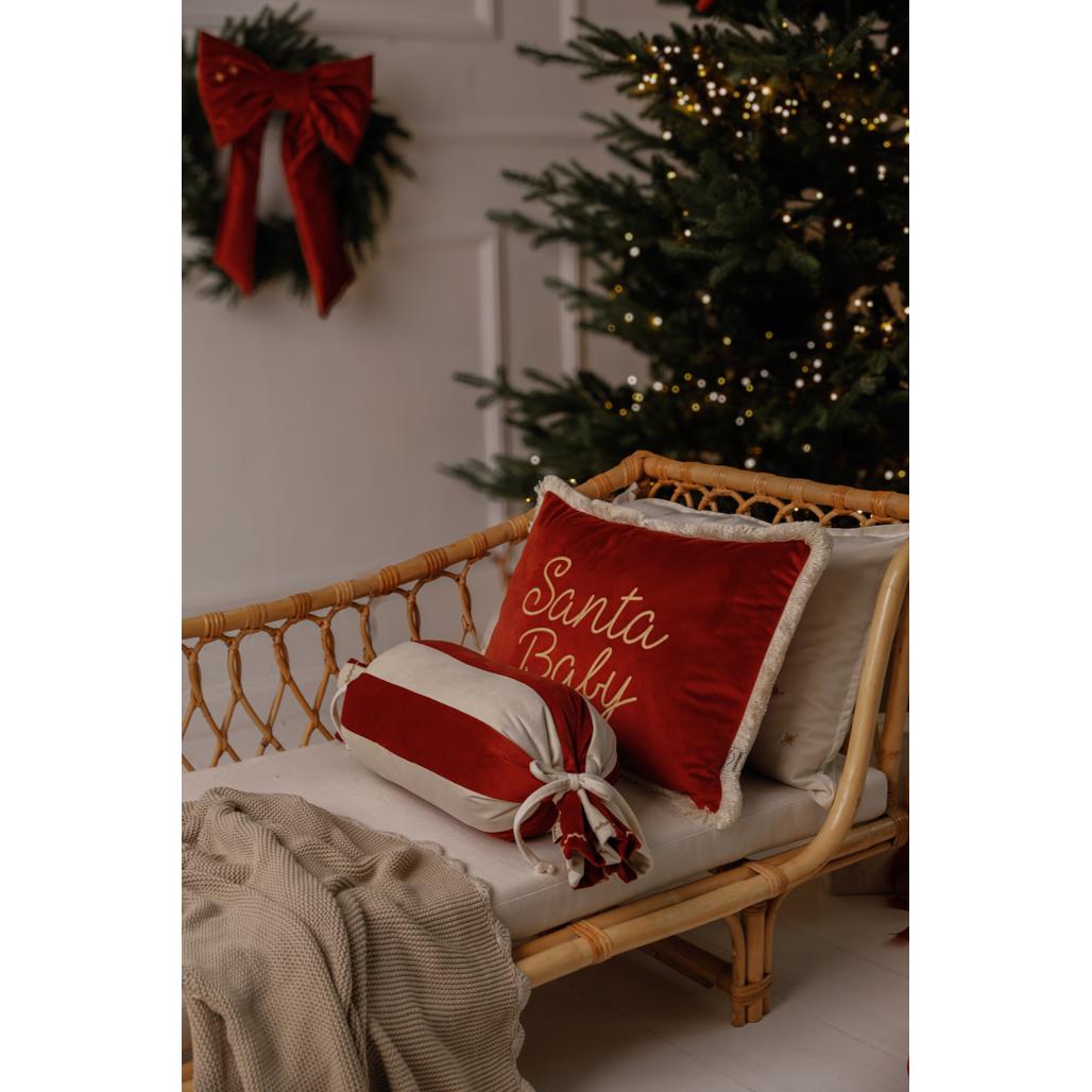 Personalised Velvet Christmas Cushion Carmin Red by Malomi Kids