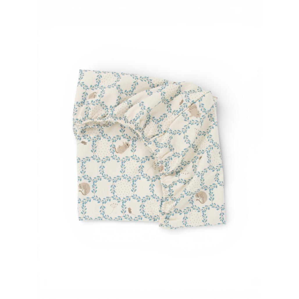 Blue Cottage Cotton Fitted Sheet by Malomi Kids