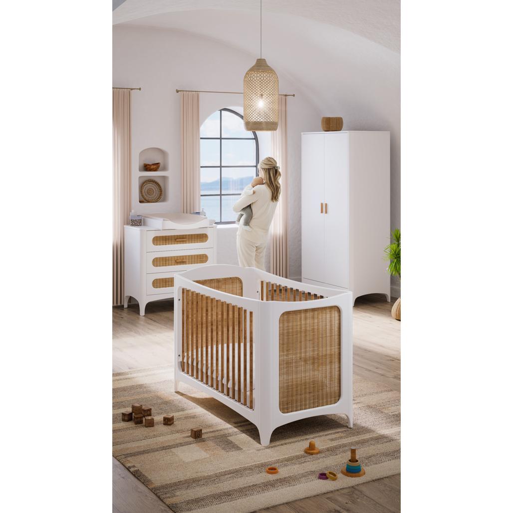 NÉRÉIDES Neige Evolutive Bed 60 x 120 CM - From Crib to Toddler Bed