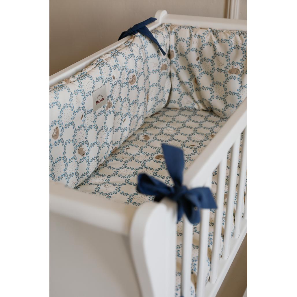 Blue Cottage Cot Bumper by Malomi Kids
