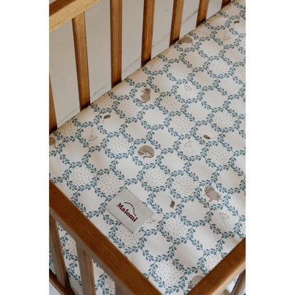 Blue Cottage Cotton Fitted Sheet by Malomi Kids