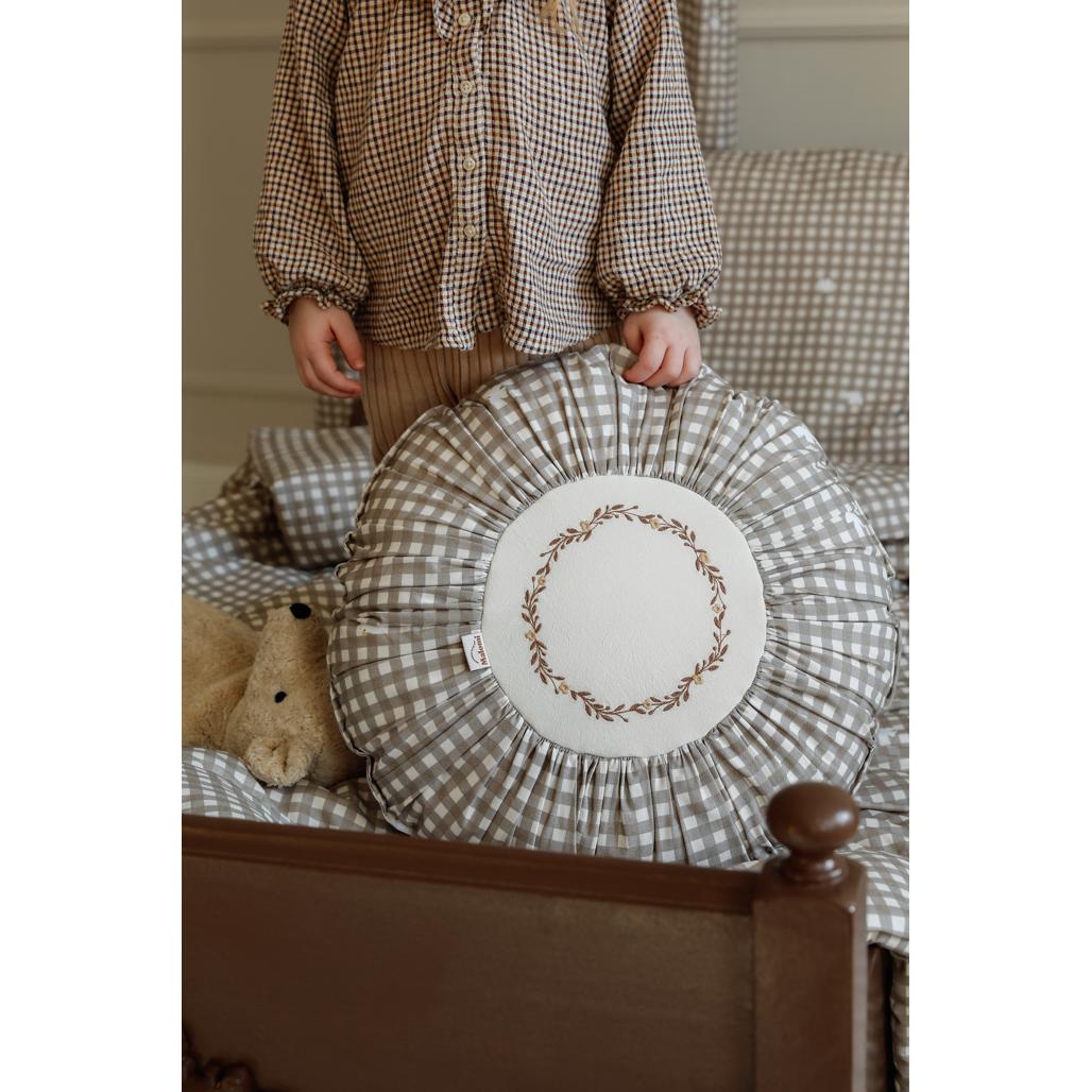 Countryside Check Round Boho Cushion by Malomi Kids