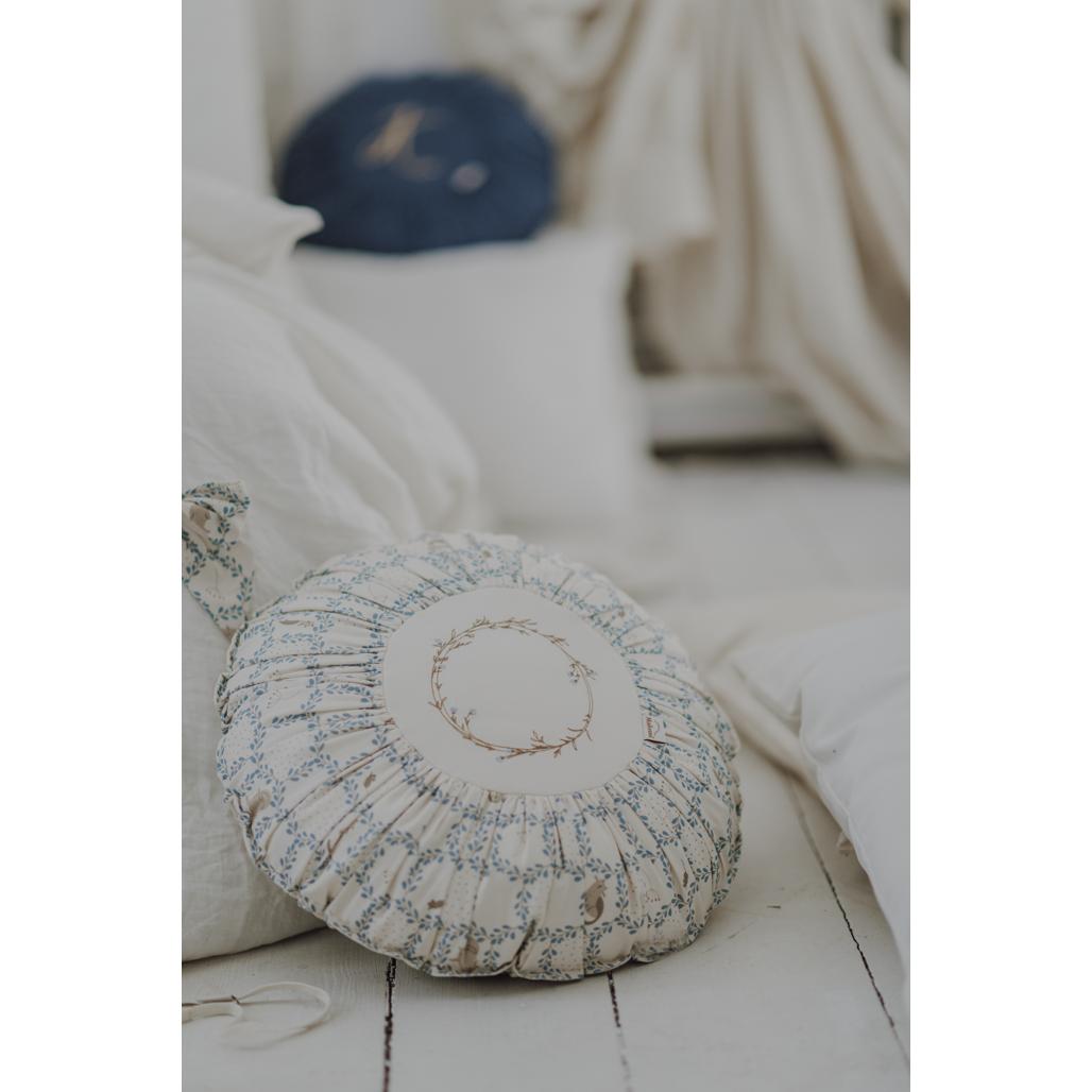 Blue Cottage Round Boho Cushion by Malomi Kids