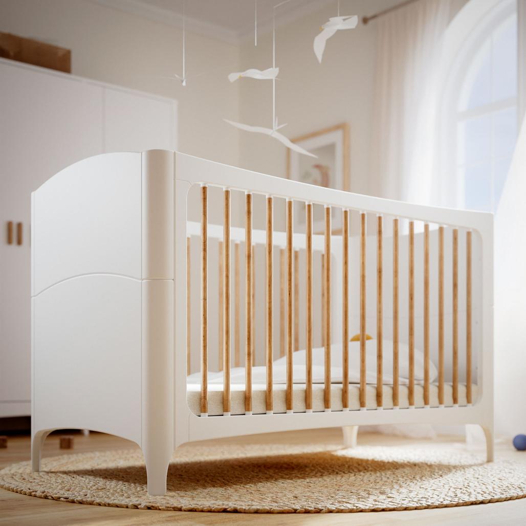 NÉRÉE Neige Evolutive Bed 70 x 140 CM - From Crib to Junior Bed