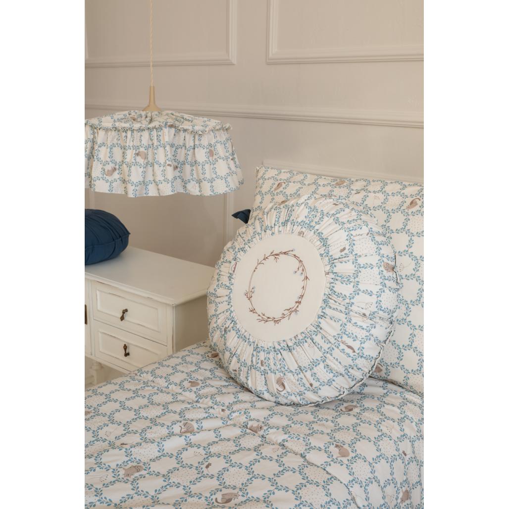 Blue Cottage Round Boho Cushion by Malomi Kids