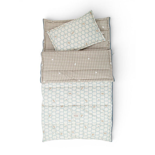 Blue Cottage Sleeping Bag with Pillow by Malomi Kids