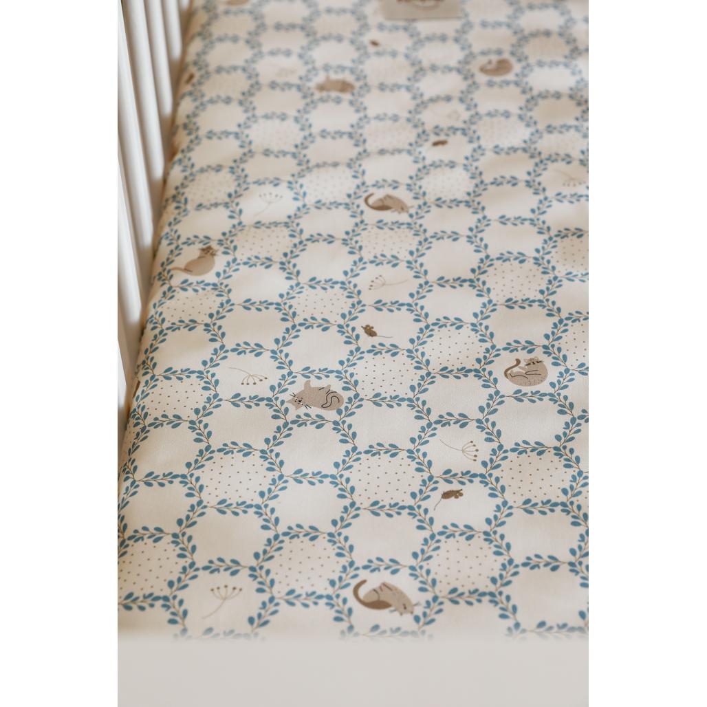 Blue Cottage Cotton Fitted Sheet by Malomi Kids