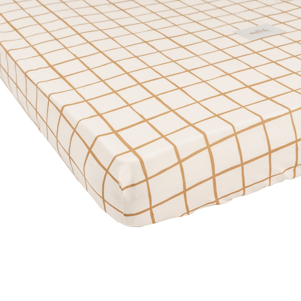 Camel Check Cotton Fitted Sheet by Malomi Kids