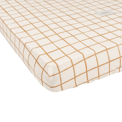 Camel Check Cotton Fitted Sheet by Malomi Kids