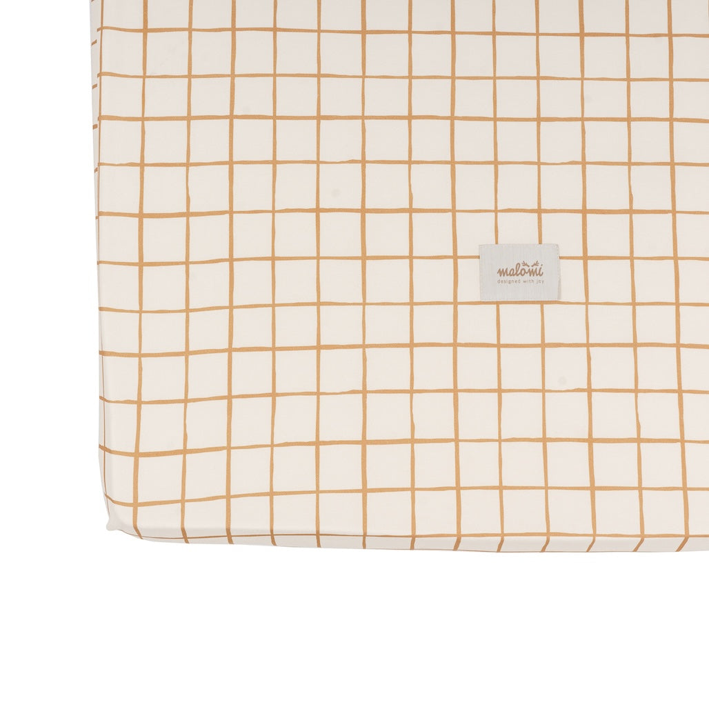 Camel Check Cotton Fitted Sheet by Malomi Kids