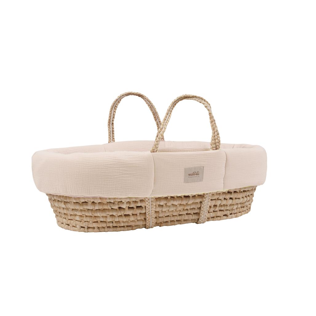 Muslin Padded Moses Basket Cover by Malomi Kids