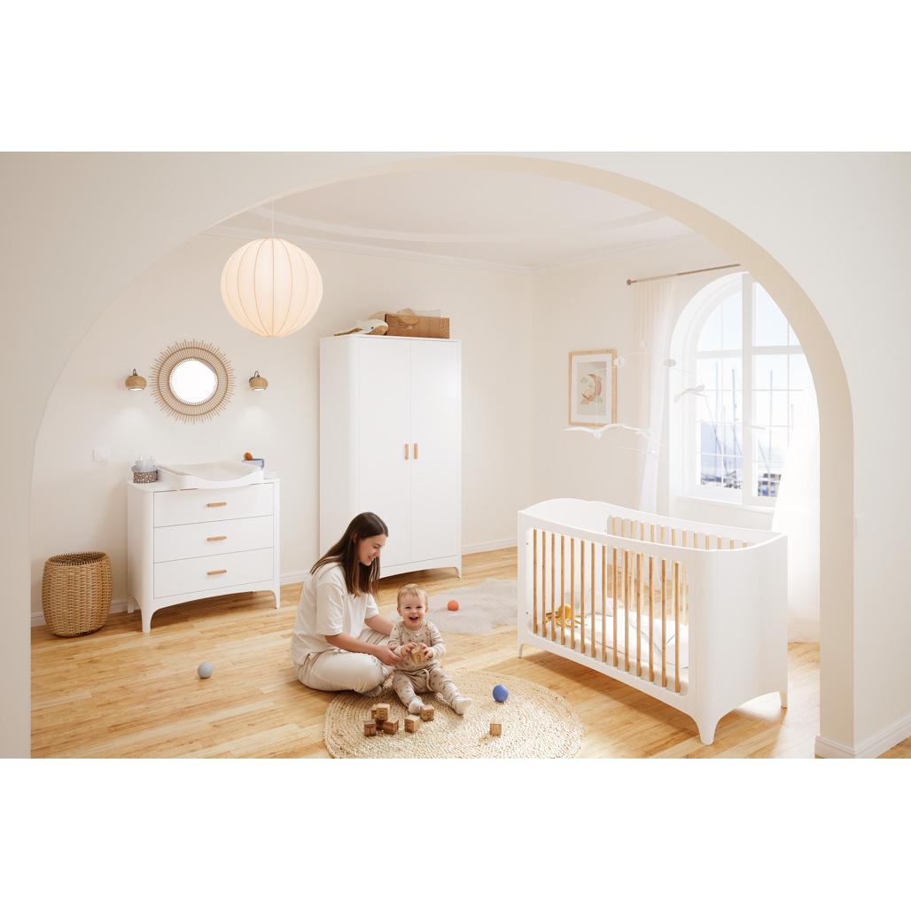 NÉRÉE Neige Evolutive Bed 70 x 140 CM - From Crib to Junior Bed