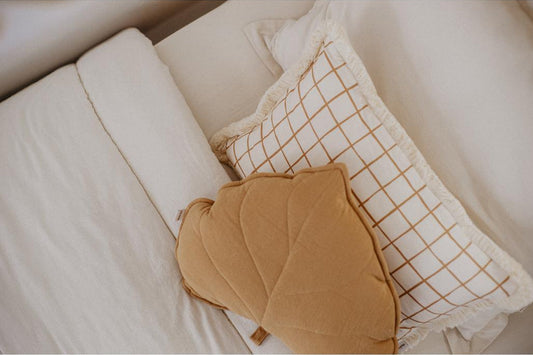 Camel Check Decorative Fringe Cushion by Malomi Kids