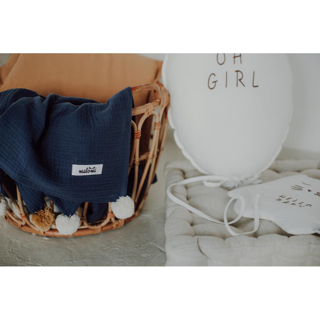 Muslin Swaddle with Pompoms by Malomi Kids