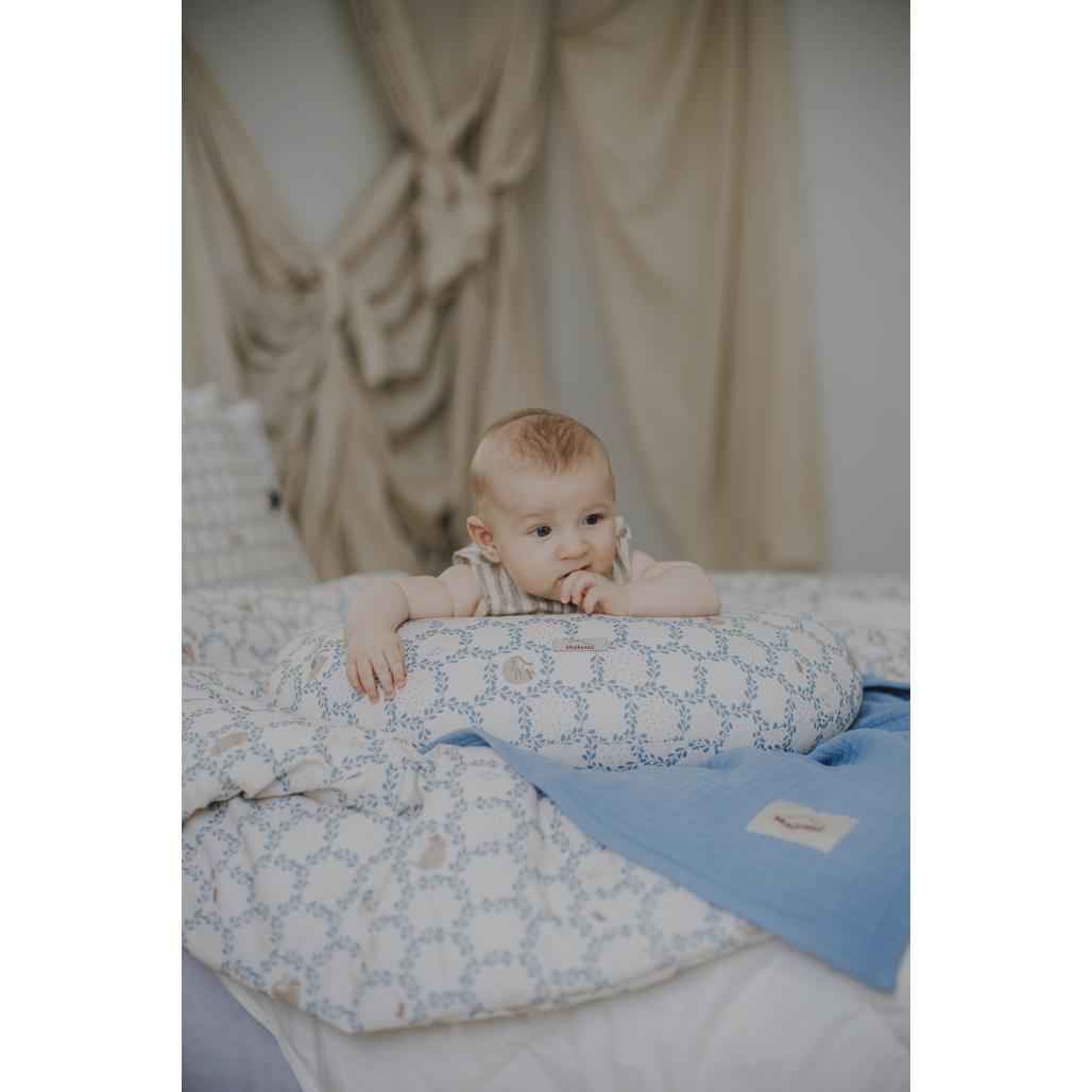 Blue Cottage Feeding Cushion by Malomi Kids