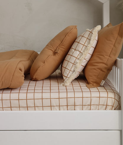 Camel Check Cotton Fitted Sheet by Malomi Kids
