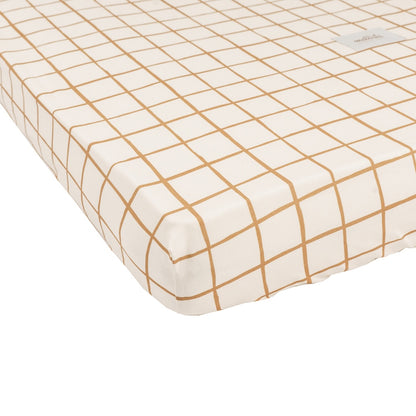 Camel Check Cotton Fitted Sheet by Malomi Kids