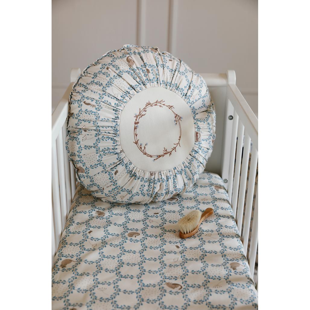 Blue Cottage Round Boho Cushion by Malomi Kids