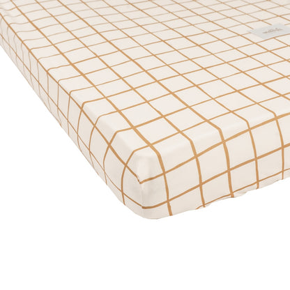 Camel Check Cotton Fitted Sheet by Malomi Kids