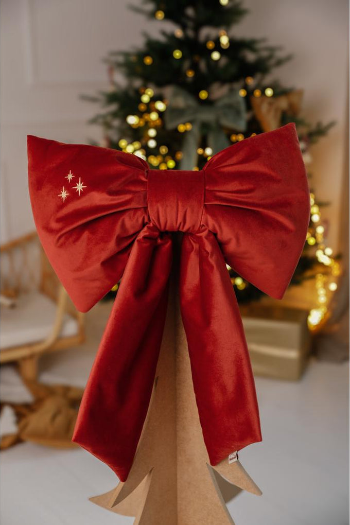 Velvet Christmas Bow with Golden Stars by Malomi Kids