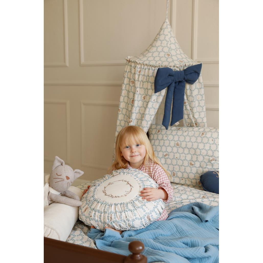 Blue Cottage Round Boho Cushion by Malomi Kids
