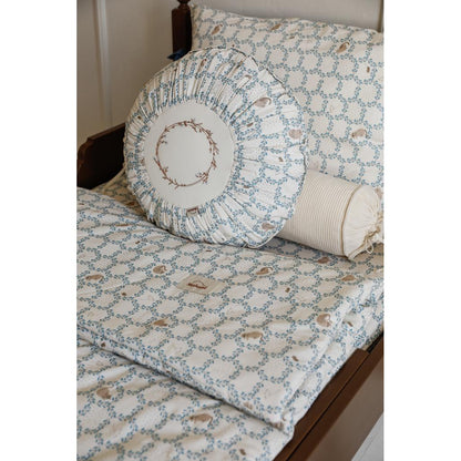 Blue Cottage Round Boho Cushion by Malomi Kids