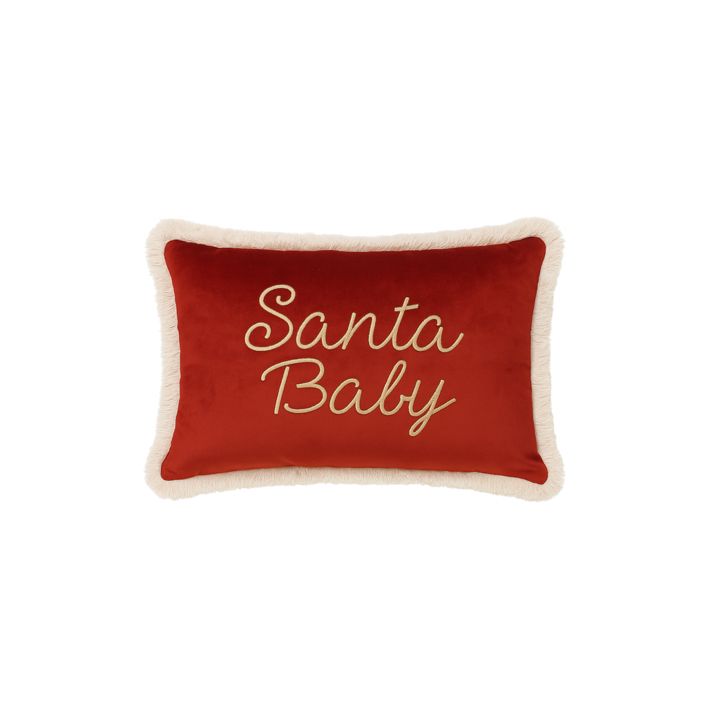 Personalised Velvet Christmas Cushion Carmin Red by Malomi Kids