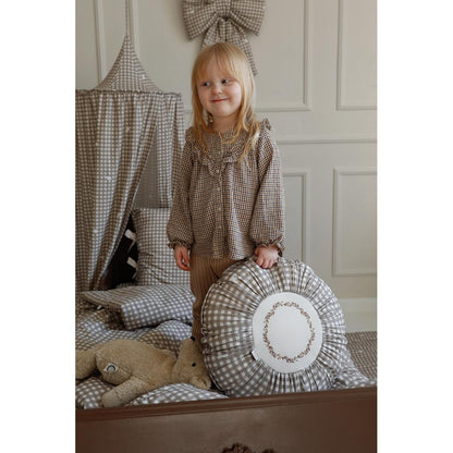 Countryside Check Round Boho Cushion by Malomi Kids