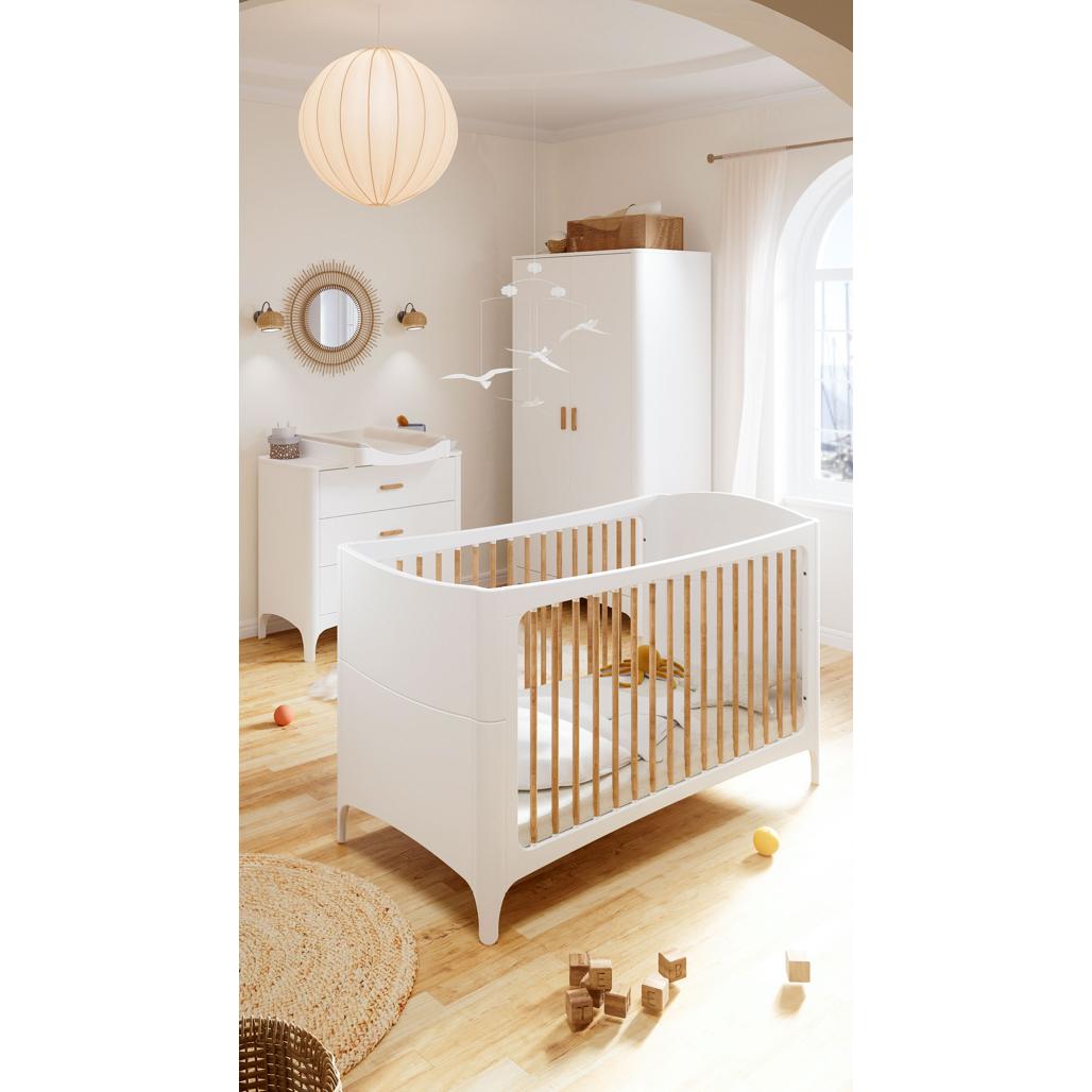 NÉRÉE Neige Evolutive Bed 70 x 140 CM - From Crib to Junior Bed