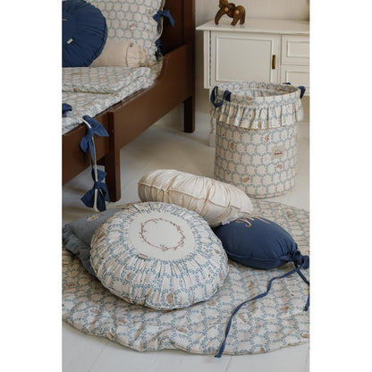 Blue Cottage Round Boho Cushion by Malomi Kids