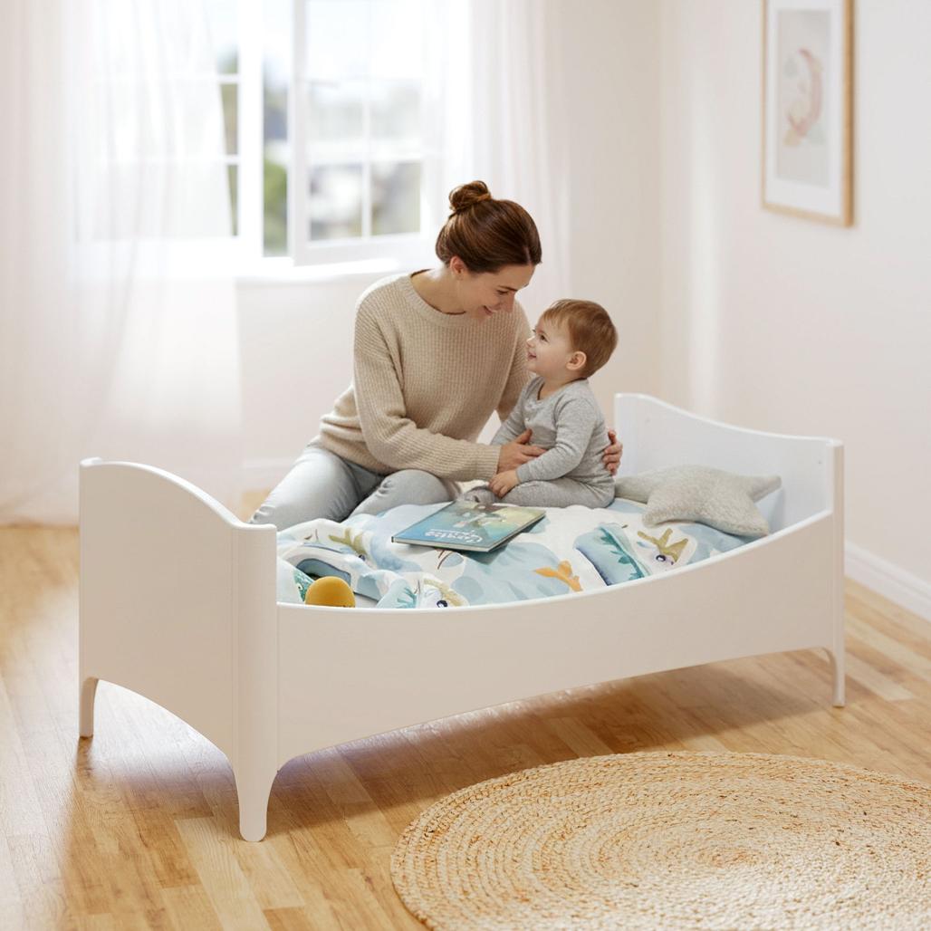 NÉRÉE Neige Evolutive Bed 70 x 140 CM - From Crib to Junior Bed