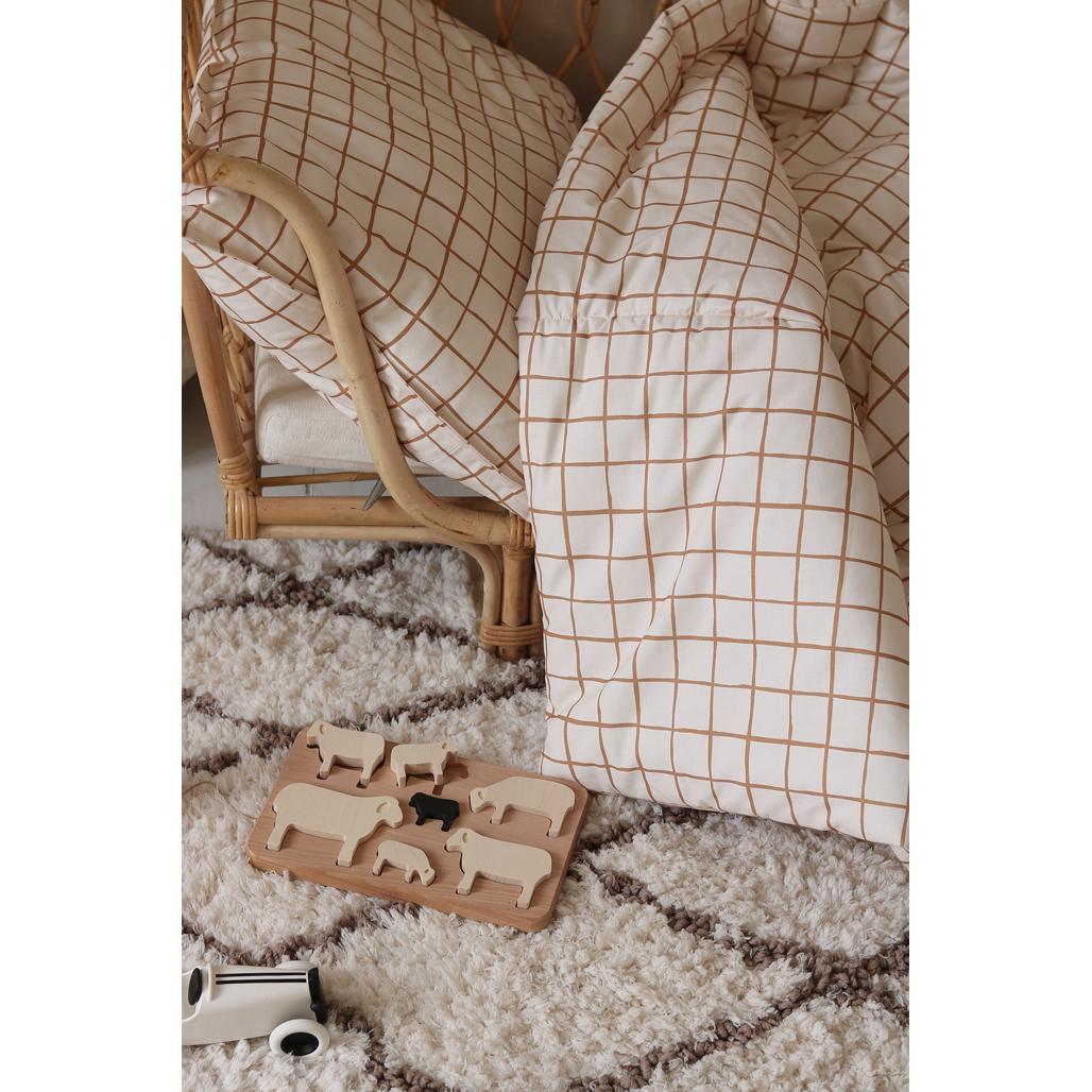 Camel Check Bedding Set with Filling by Malomi Kids