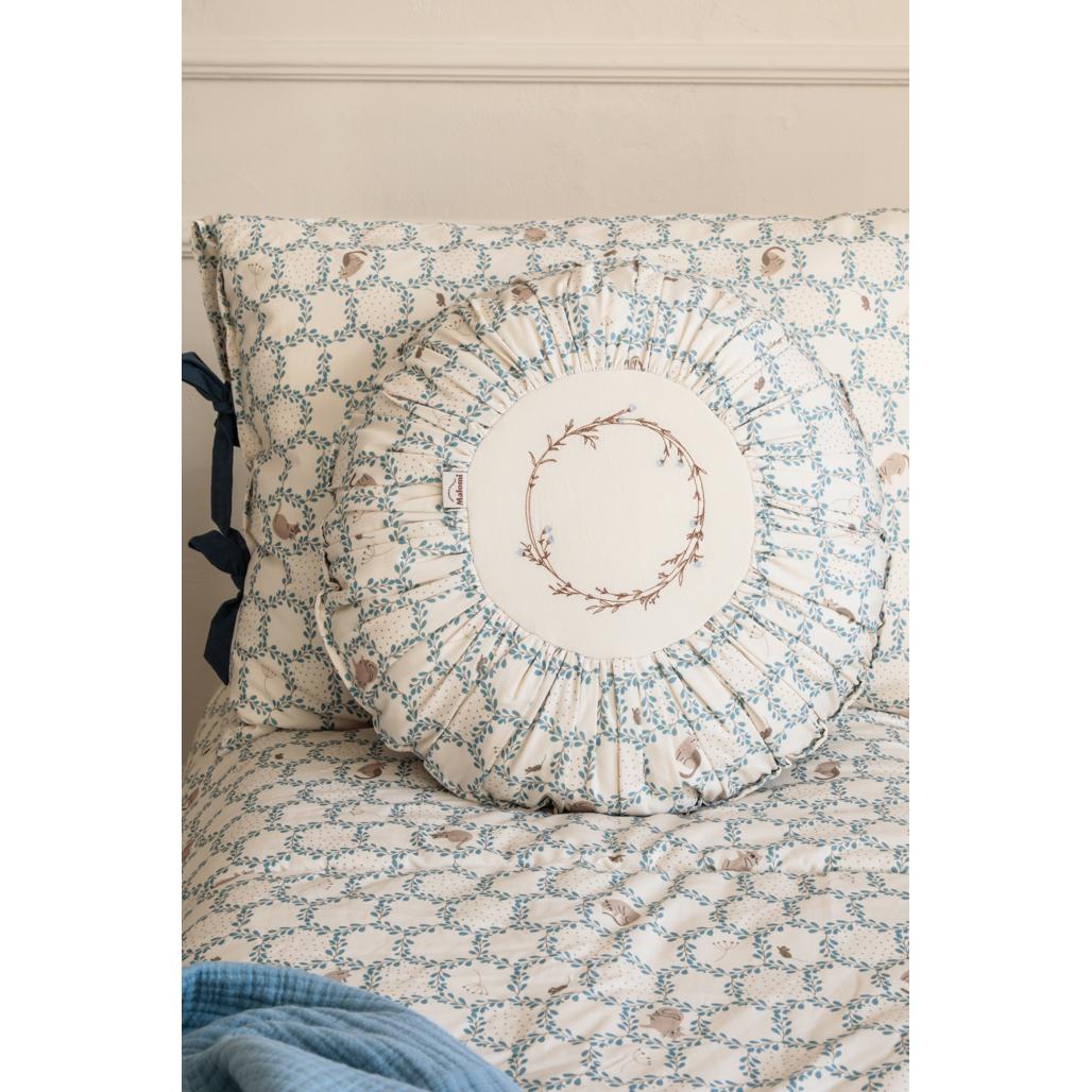 Blue Cottage Round Boho Cushion by Malomi Kids