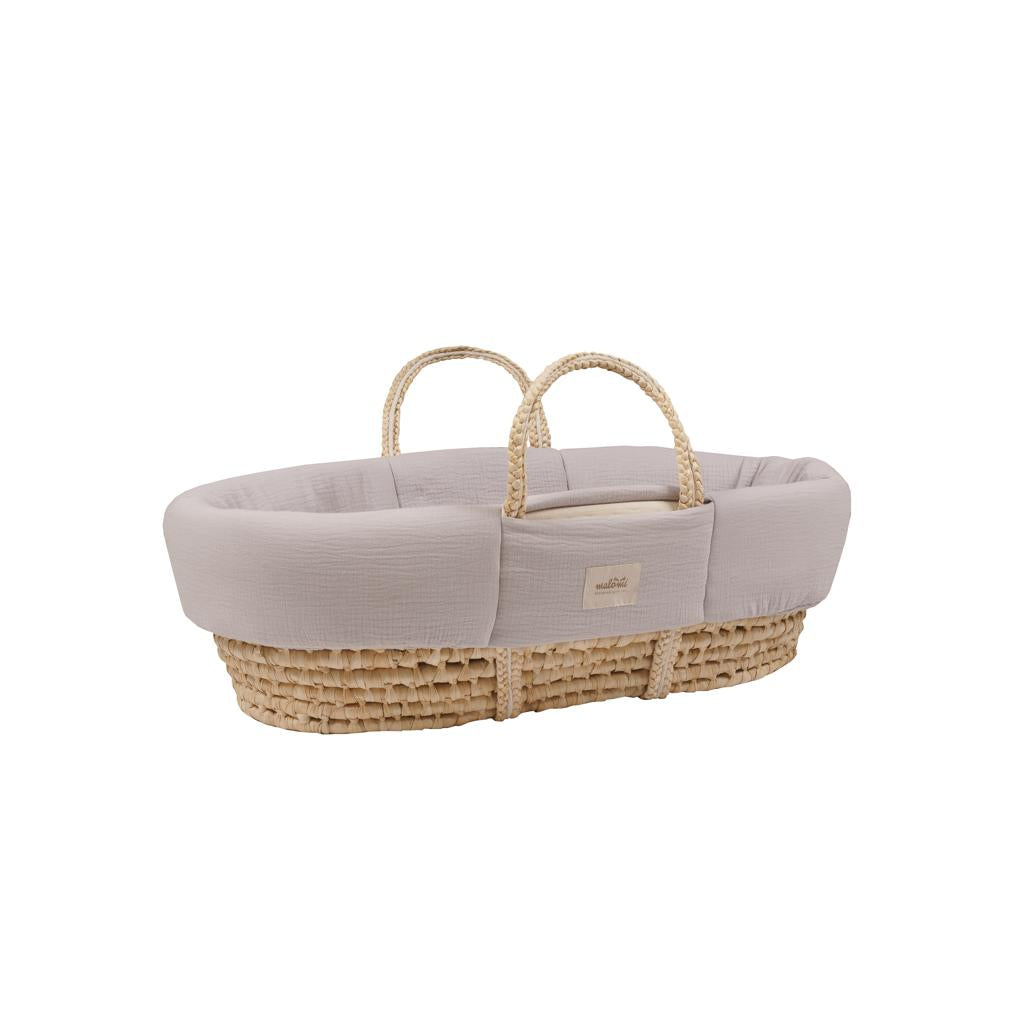 Muslin Padded Moses Basket Cover by Malomi Kids