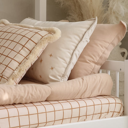 Camel Check Cotton Fitted Sheet by Malomi Kids