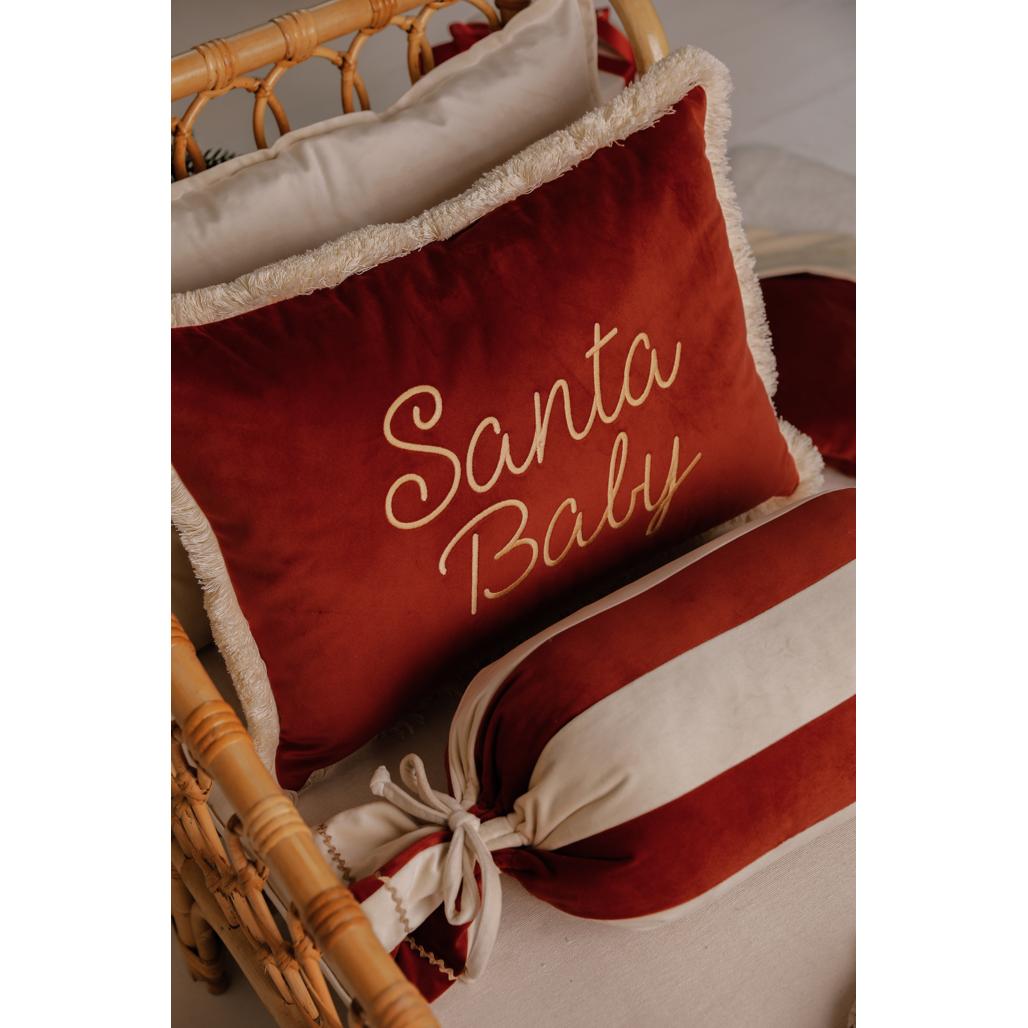 Personalised Velvet Christmas Cushion Carmin Red by Malomi Kids